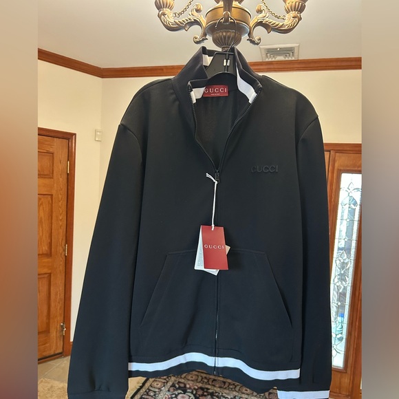 Men's Gucci embroidered logo technical jersey, zip jacket size XL made in Italy - Picture 3 of 14